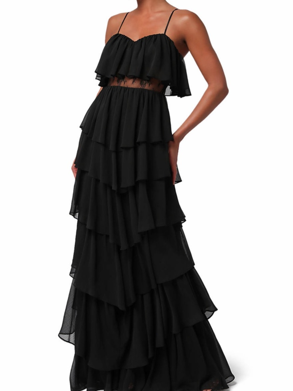 Women's Black Serafina Tiered Maxi Dress